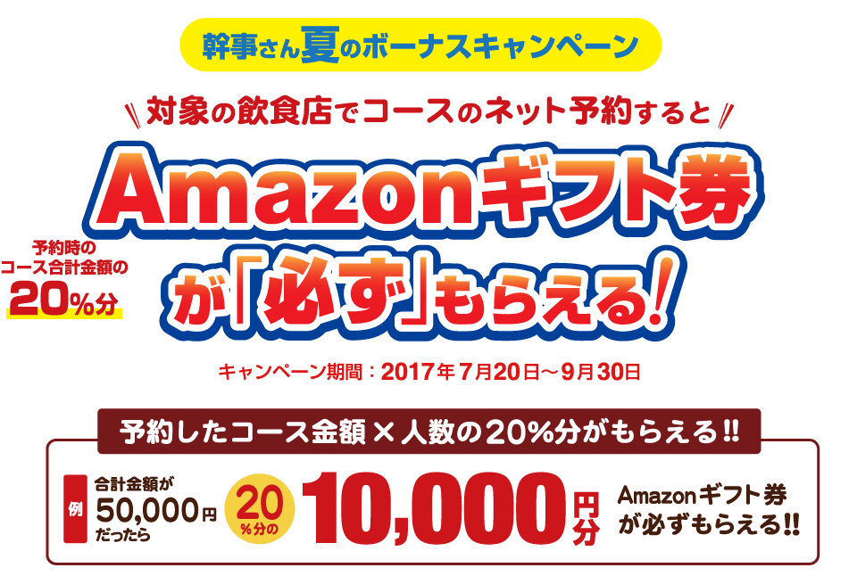 対象の店舗でネット予約するとAmazonギフト券が「必ず」もらえる！
