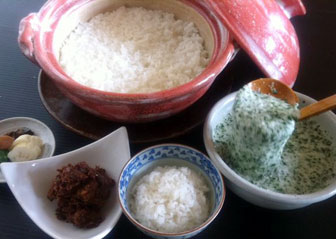 ふるさとの味 ひとめぼれ土鍋焚きご飯 モロヘイヤとろろ 牛肉しぐれ煮添え