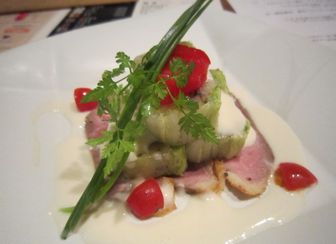 秋野菜のテリーヌ 合鴨ロース添え