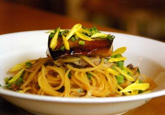 金華さばと仙台味噌のスパゲティ