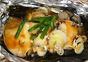 宮城産 カキの松前ホイル焼き